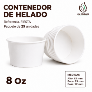 Contenedor de Helado 8 oz (Blanco)