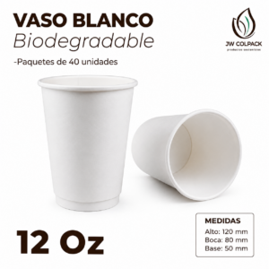 Vaso de Cartón  12 oz Ref. BLANCO