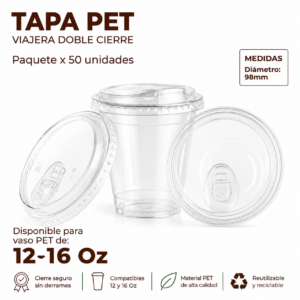 Tapa Viajera Doble  cierre PET 