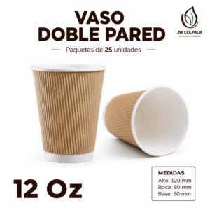 Vaso Doble Pared Cartón Corrugado 12 oz