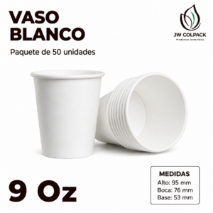 Vaso de Cartón Blanco 9 oz